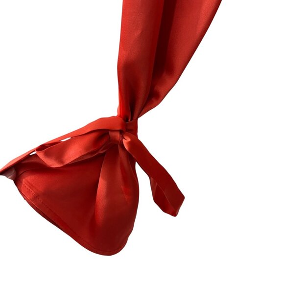 Target X Sammy B Red Orange Satin Button-Up Tunic Shirt With Tie-Sleeves L - Picture 3 of 10